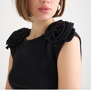 J.Crew Vintage Rib Rosette Tee Shirt  NWT